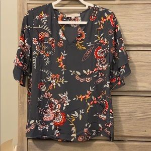 Loft floral flutter sleeve top